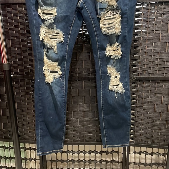 Plus size womens skinny jeans stretch jeans artificial wear and fading by M.A.P. - Picture 4 of 5